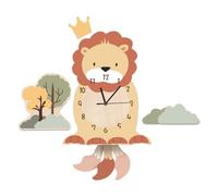 Gatuida Creative Cartoon Lion Design Wall Hanging Clock with Time Display Pendant, Plastic Material, Easy to Remove and Can Be Put on Table, for Living Room Or