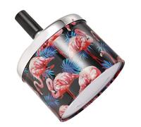 Gatuida Creative Metal Ashtray with Flamingo Pattern, Lidded and Self-extinguishing Design for Safe Disposal of Cigarette Butts, for Home and Hotel Use, Prevents Lingering Smoke and Odour