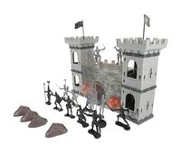 Gatuida Creative Soldier Playset War Model Set with Grey Castle Accessories Non-toxic Lightweight for Military Role Play and Interaction