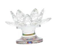 Gatuida Crystal Lotus Candle Holder Butter Lamp Base Transparent Crystal Candlestick for Buddhist Temple Ornament Home Decor for Wedding Banquet Meditation Peaceful and Restorative