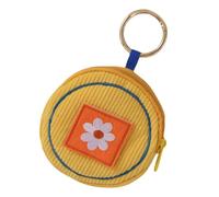Gatuida Cute Embroidered Small Coin Pouch for Women Mini Wallet with Keychain Hanging Feature Compact Change Purse Bag for Loose Coins and Accessories Stylish Yellow Embroidery Design