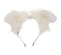 Gatuida Cute Plush Dog Ears Headband, Portable and Easy to Match White Iron Animal Ears Accessory for Adults, for Halloween Party and Carnival Costume
