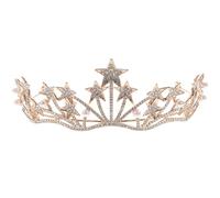 Gatuida Delicate Crystal Studded Prince Crown Hairband, Gold Alloy Wedding Headdress for Brides and Bridesmaids, Elegant Star Design Bridal Hair Accessory