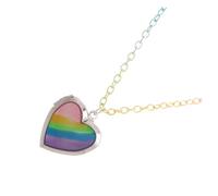 Gatuida Delicate Heart Pendant Necklace for Rainbow Chain Colorful Festival Jewelry Skin-friendly Iron Material Charming gift for for for for for for