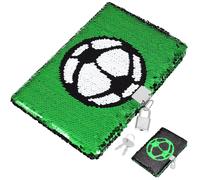 Gatuida Diary with Lock and Keys: Football Sequin Notebook with Sturdy Privacy Lock, A5 Journal Notebook and Personal Writing Pad, Birthday Gifts for Kids Boys Ages 6-12