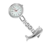 Gatuida Dolphin Nurse Pocket Watch Steampunk Style Hanging Brooch Silver Fob Watch for Healthcare Professionals Retractable Clip Design for Nurses and Doctors