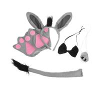 Gatuida Donkey Costume Set with Plush Ears Headband Tail Gloves and Bowtie Comfortable Animal-themed Halloween Accessories for Boys and Dress Up and Parties