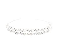 Gatuida Double Layer Pearl Rhinestone Headband for Bride Elegant Leaf Design Bridal Hair Accessory for Wedding Party and Photos Sturdy Silver Alloy Hairband for Women