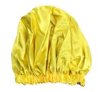 Gatuida Double-Layer Satin Sleeping Cap with Elastic Wide Band, Yellow Night Sleep Hat for Women Chemotherapy, Hair Care and Beauty Protective Mobcap