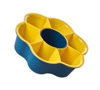 Gatuida Double Rotatable Hot Pot Food Basket Multifunctional Kitchen Storage Organizer with Drainage Detachable Compartments for Fruits Vegetables Eggs Easy Wash Carry Classic Blue and