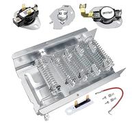 Gatuida Dryer Heating Element Assembly with Thermostat, Replacement Heater Element for Dryer Parts, Easy to Install, High Reliability, Silver Stainless Steel and Copper