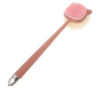 Gatuida Dual Sided Exfoliating Body Scrub Brush with Long Handle for Shower and Bath Soft Silicone Bath Scrubber for Deep and Gentle Cleansing Back and Feet Cleaner Family Use Red