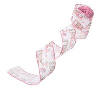 Gatuida Easter Fabric Ribbon 6.3cm X 10 Yards with Vintage Bunny Print, Decorative Craft Ribbon for Easter Basket Wrapping, Spring Wreath Making and DIY Party Supplies