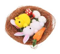Gatuida Easter Nest Decor with Simulated Chicks Bunny Carrot & Mini Eggs Mushroom - Easter Party Table Decor & Basket Fillers for DIY Crafts