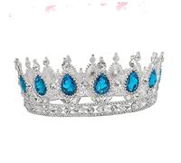 Gatuida Elegant Bride Crown Wedding Headdress for Women Unique Baroque Design with Silver and Lake Blue Crystals Wedding Dress Accessories and Party Hair Ornament
