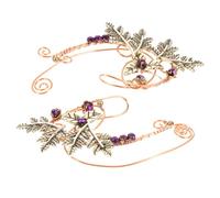 Gatuida Elegant Leaf Ear for Women Non Piercing Rose Gold Alloy Lightweight Handmade Vintage Style Fairy Jewelry Comfortable Hanging Clip Earrings for Anniversary Wear