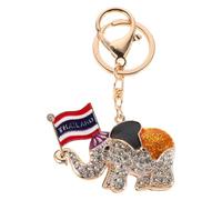 Gatuida Elephant Keychain with Thai Flag Bling Crystal Rhinestone Key Ring Pendant Lucky Animal Backpack Purse Charm Pendant Hanging Decoration White