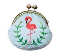 Gatuida Embroidery Kit for Beginners Handmade Starter Kit Pattern Model Wool Needle Lock Frame Thin Cotton Accessories Flamingo Style Embroidery Coin Purse