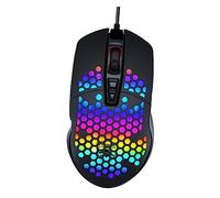 Gatuida Ergonomic RGB Wired Hollow-out Gaming USB Optical Mouse 4-Level DPI Comfortable Skin-like Touch for Gamers Home Office Laptop Notebook Computer (Black)