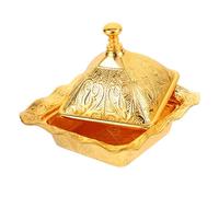 Gatuida European Style Zinc Alloy Sugar Bowl with Lid Household Spice Jar Sturdy Condiment Container for Kitchen Essentials Vintage Square Candy and Dessert Serving Plate in Gold