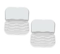 Gatuida Eyelash Storage Box Set 2pcs 3d Synthetic Fiber False Lash Organizer Magnetic Multi-slot Case for Travel and Daily Use White