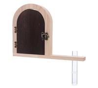 Gatuida Farmhouse Wooden Fairy Door Outlet Cover with Self-Closing Safety Socket Protector and Wall-Mounted Test Tube Vase Decorative Plug Guard for Pet Nursery Accents