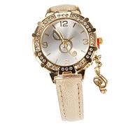 Gatuida Fashionable Women Watch with Adjustable Time and Accurate Time Beige Glass Decorative Watch for Party and School with Button Battery