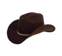 Gatuida Felt Cowboy Hat for Women Western Jazz Style with Rhinestone Band Lightweight Breathable Headgear for Summer Outdoor Parties and Rustic Fashion Accessories Brown