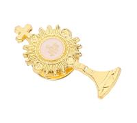 Gatuida First Communion Chalice Cross Pin Elegant Holy Communion Lapel Pin Religious Jewelry for Religious Celebrations and Giving