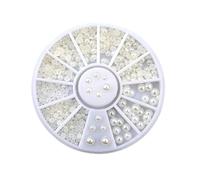 Gatuida Flat Back Pearls Nail Decoration 200pcs Mixed 2mm 3mm Pearl Cabochons Beige Semi-round for Diy Nail Art and Crafts