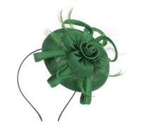 Gatuida Flax-texture Green Floral Bow Hair Hoop and Clip Dual-use Hair Decoration for Women Party Elegant Accessories