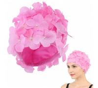 Gatuida Flower Swimming Cap for Women 3D Petal Nylon Fabric Swim Hat