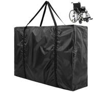 Gatuida Foldable Wheelchair Storage Bag, Lightweight Waterproof Oxford Cloth Carrying Bag for Folding Wheelchairs to Hang on Back, Travel Tote Rollator, Black, 43.3 X 29.1 X 11 Inches