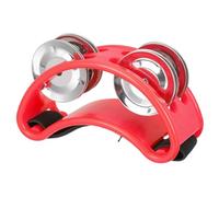 Gatuida Foot Bell Double Row Cymbals Musical Percussion Instrument for Music Education and Play Red Foot Tambourine Shaker for Developing Coordination and Motor Skills