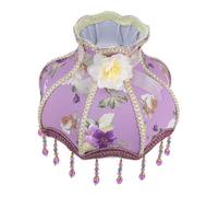 Gatuida French Princess Style Lamp Shade Cover Romantic Lace Cloth Lampshade for Table and Floor Lamps Soft Comfortable Fabric Elegant Purple Lilac Floral Design Versatile Indoor Light