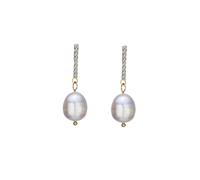 Gatuida Freshwater Pearl Ear Drop Oval Dangle Earrings for Women Rhinestone Embellished Luxury Jewelry for Parties and Daily Wear