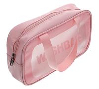 Gatuida Frosted Handheld Makeup Bag PVC Travel Cosmetic Organizer Medium Pink Toiletry Pouch for Personal Care Makeup Tools Stylish Storage for Men and Women
