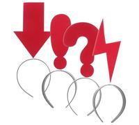 Gatuida Funny Symbol Headband Set Cloth and Plastic Material, Party-ready Accessory 4pcs with Arrow, Flash Bolt, Exclamation Mark, and Question Mark Shapes for Hair for Photo Props