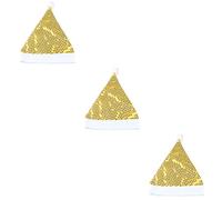 Gatuida Glittering Sequin Santa Claus Hat Christmas Season for Adults 3pcs | Non Woven Fabric, Golden Finish, Festive Sparkle, Photo Booth Props, Mannequin Head Decoration