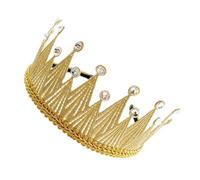 Gatuida Golden Crown Headband with Rhinestones, Three-dimensional Plastic Crown Hair Accessory for Party and Wedding, Compact Modelling, Simple Design