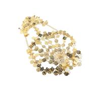 Gatuida Golden Metal Tassel Hair Chain with Coins for Belly Dance and Dance Performances, Featuring Movement Enhancement and Fit Design, Visually Engaging Hollow Structure Headpiece