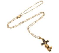Gatuida Golden Stainless Steel Cross Urn Necklace Memorial Pendant | Self Fill Keepsake Design, Church Prayer Symbolism, Suitable for Catholic Faithful, Bereaved Families, Pets and Ceremonies