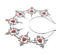 Gatuida Gothic Lolita Dark Goddess Crown Headpiece with Red Rhinestones, Gr oddess Radiant Tiara Hairband for Women, Bridal and Cosplay Hair Accessory