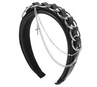 Gatuida Gothic Punk Headband with Leather Buckle and Chain Details Non Slip Festival Hair Accessory for Women Dark Edgy Lolita Style Hair Decoration for Halloween and Everyday Wear