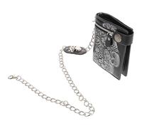 Gatuida Gothic Punk Style Leather Wallet Chain Skeleton Rose Pattern Large Capacity Dirt-Proof Purse for Clothing Fashion Matching