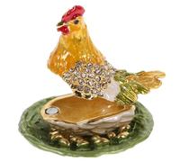 Gatuida Green Hen Egg Shape Jewelry Box Alloy Desktop Jewelry Container for Rings Necklaces Earrings Unique Home Ornament and Storage Case