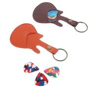 Gatuida Guitar Pick Holder Keychain Durable PU Solid Picks Storage Bag for Music Lovers Guitarists and Musicians Random Color