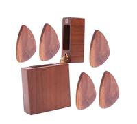 Gatuida Guitar Pick Storage Box Walnut Wood Organizer Case with Picks Compact Portable Design for Easy Carrying for Musicians