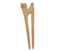 Gatuida Hair Fork Retro Pin Handmade Sandalwood Dual Hair Stick with Zodiac Tiger Design Elegant Bun Accessory for Women for Chinese Style Outfits and Special