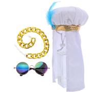 Gatuida Halloween Pet Costume for Small Dogs and Cats Lightweight Breathable Middle Eastern Dubai Saudi Headwrap Bandana with Gold Chain Necklace Easy to Wear Festive Outfit for Halloween
